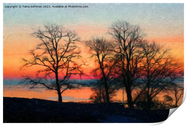 Trees at Daybreak Print by Taina Sohlman