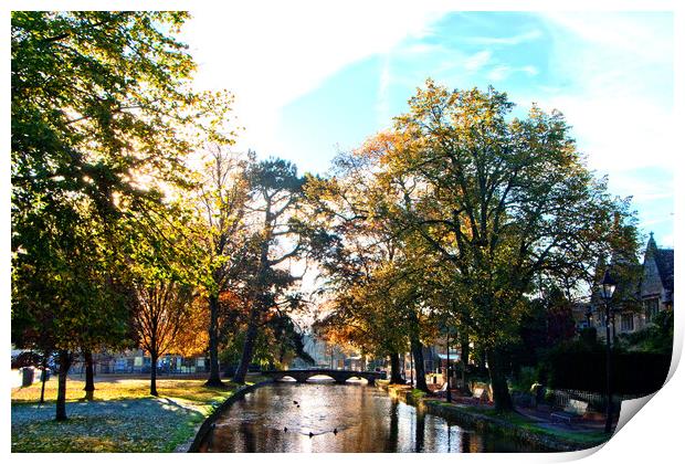 Bourton on the Water Autumn Trees Cotswolds Print by Andy Evans Photos