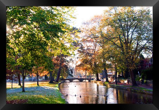 Bourton on the Water Autumn Trees Cotswolds Framed Print by Andy Evans Photos