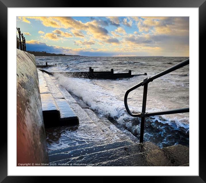 Herne bay high tide at dusk  Framed Mounted Print by Ann Stone