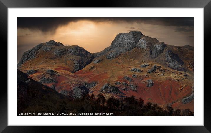 SUNLIT LANGDALE PIKES Framed Mounted Print by Tony Sharp LRPS CPAGB