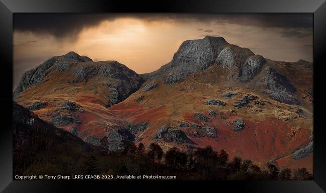 SUNLIT LANGDALE PIKES Framed Print by Tony Sharp LRPS CPAGB