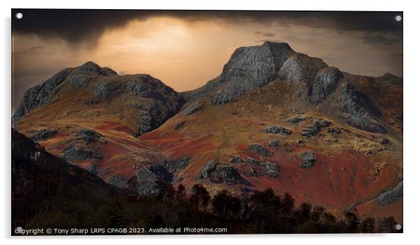SUNLIT LANGDALE PIKES Acrylic by Tony Sharp LRPS CPAGB