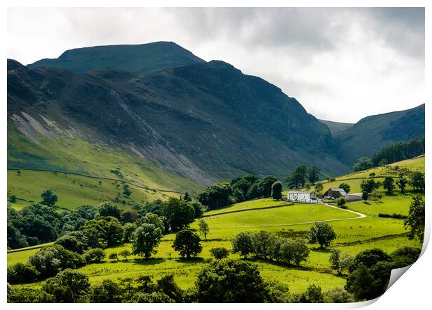 Sunny view of the Newlands Valley, Lake District, Cumbria Print by Chris Mann