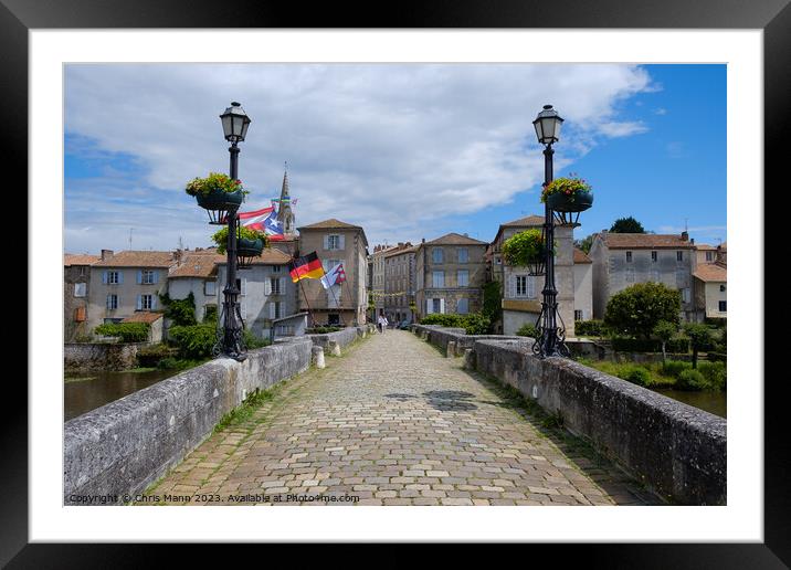 Pont-Vieux,  Confolens, Charente, France Framed Mounted Print by Chris Mann