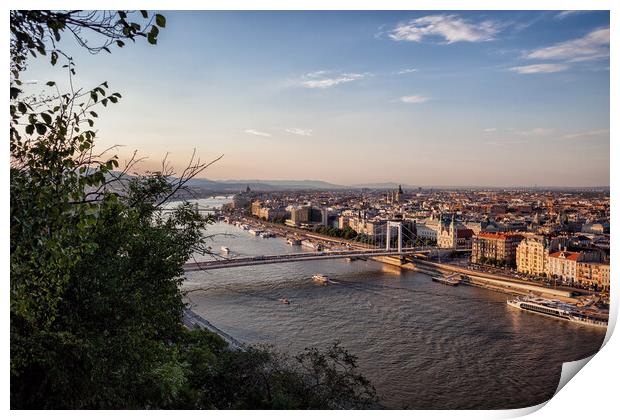 Budapest City and Danube River at Sunset Print by Artur Bogacki