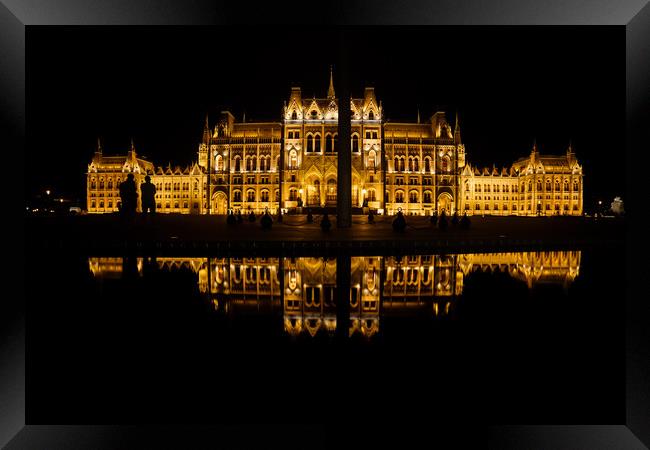 Hungarian Parliament In Budapest At Night Framed Print by Artur Bogacki
