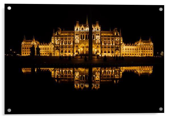 Hungarian Parliament In Budapest At Night Acrylic by Artur Bogacki
