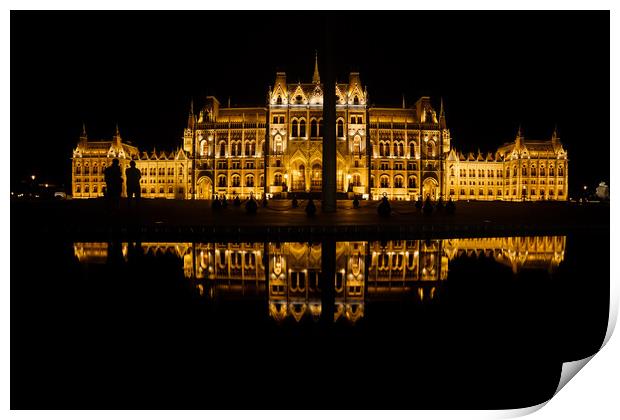 Hungarian Parliament In Budapest At Night Print by Artur Bogacki