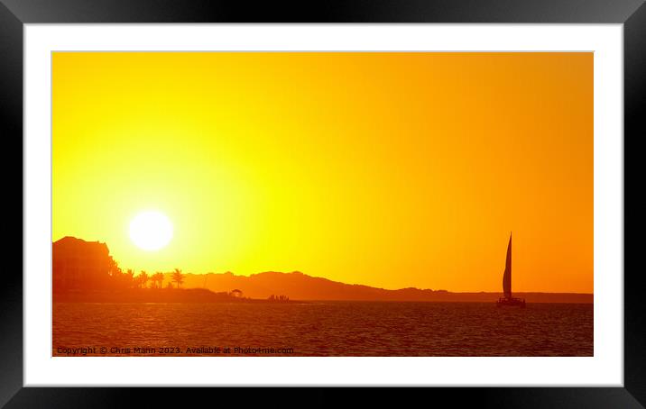 Caribbean Sunset Grace Bay Providenciales Turks and Caicos Islands Framed Mounted Print by Chris Mann