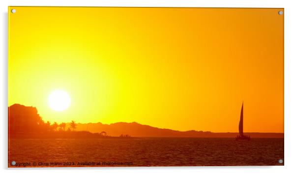 Caribbean Sunset Grace Bay Providenciales Turks and Caicos Islands Acrylic by Chris Mann
