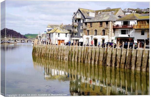 East Looe quay reflections Canvas Print by john hill