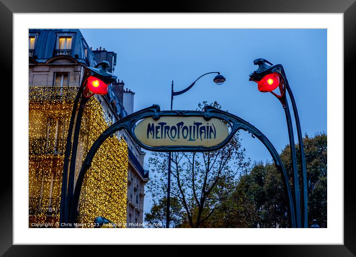 Art Deco entrance sign for the Paris Metro Framed Mounted Print by Chris Mann