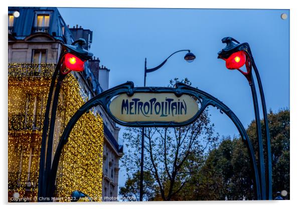 Art Deco entrance sign for the Paris Metro Acrylic by Chris Mann