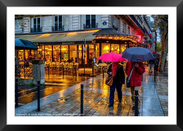 Paris in the rain Framed Mounted Print by Chris Mann