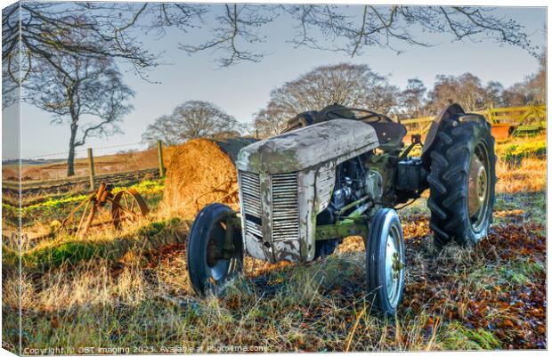 A Massey Ferguson Grey Gray TE20 Tractor Winter Hay Light Canvas Print by OBT imaging