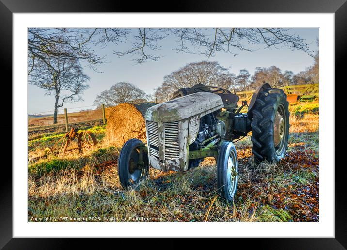 A Massey Ferguson Grey Gray TE20 Tractor Winter Hay Light Framed Mounted Print by OBT imaging