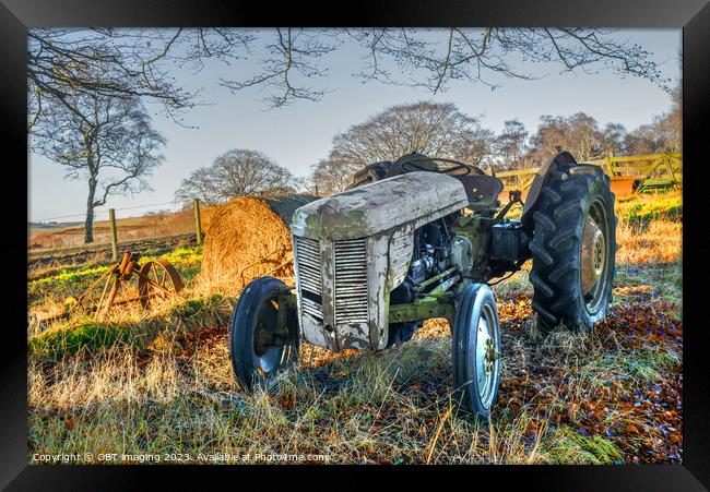 A Massey Ferguson Grey Gray TE20 Tractor Winter Hay Light Framed Print by OBT imaging
