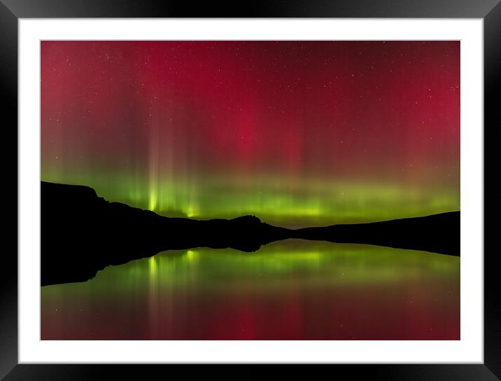 The Northern Lights reflected in Loch Fada Framed Mounted Print by Kevin Winter