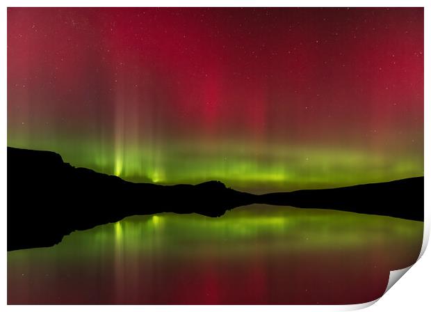 The Northern Lights reflected in Loch Fada Print by Kevin Winter