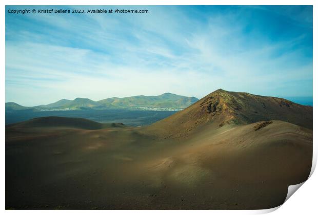 View on the volcanic landscape of Timanfaya National Park on the Canary Island of Lanzarote in Spain. Print by Kristof Bellens