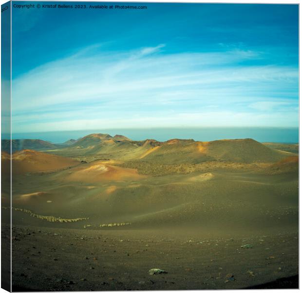 View on the volcanic landscape of Timanfaya National Park on the Canary Island of Lanzarote in Spain. Canvas Print by Kristof Bellens