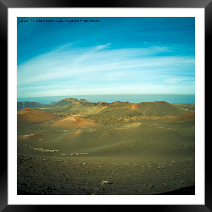 View on the volcanic landscape of Timanfaya National Park on the Canary Island of Lanzarote in Spain. Framed Mounted Print by Kristof Bellens