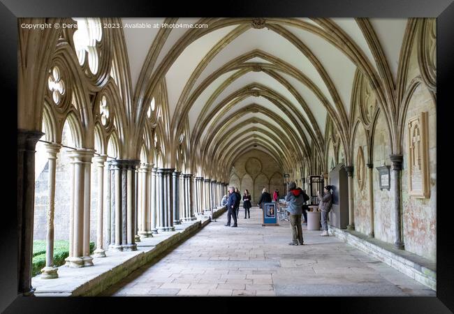 A serene walk through Salisburys Gothic cloisters Framed Print by Derek Daniel