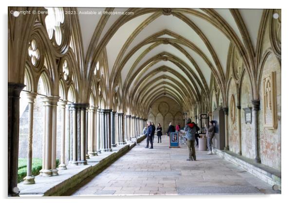 A serene walk through Salisburys Gothic cloisters Acrylic by Derek Daniel