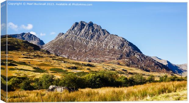 Tryfan Mountain East Face in Snowdonia Wales Pano Canvas Print by Pearl Bucknall