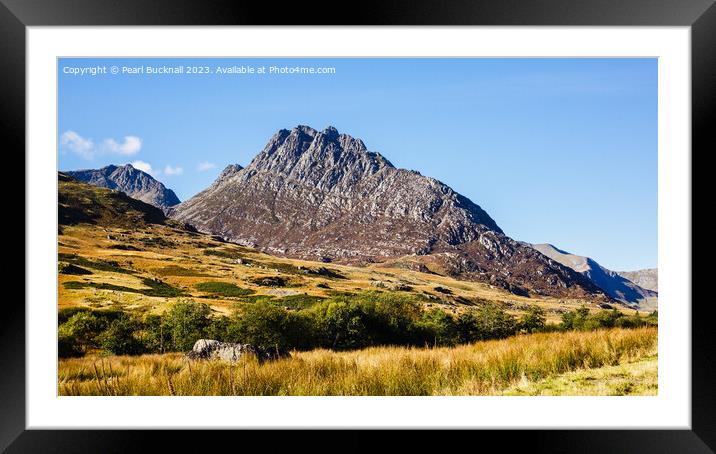 Tryfan Mountain East Face in Snowdonia Wales Pano Framed Mounted Print by Pearl Bucknall