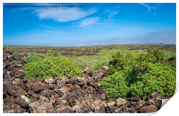 View on the volcanic landscape of northern Lanzarote, one of the Canary Islands of Spain Print by Kristof Bellens