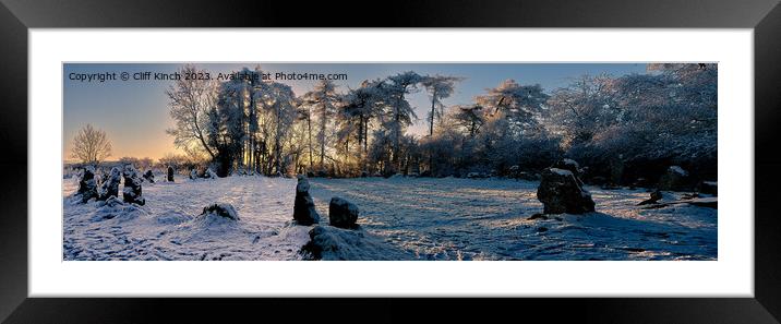 Rollright Stones in Winter Framed Mounted Print by Cliff Kinch