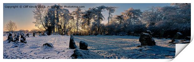 Rollright Stones in Winter Print by Cliff Kinch
