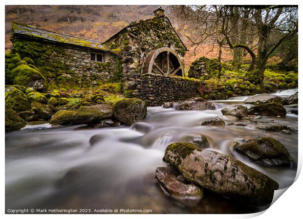 The Old Borrowdale Watermill Print by Mark Hetherington