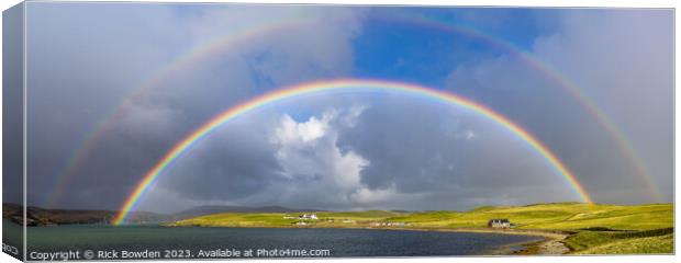 A Heavenly Rainbow Over the Scottish Highlands Canvas Print by Rick Bowden
