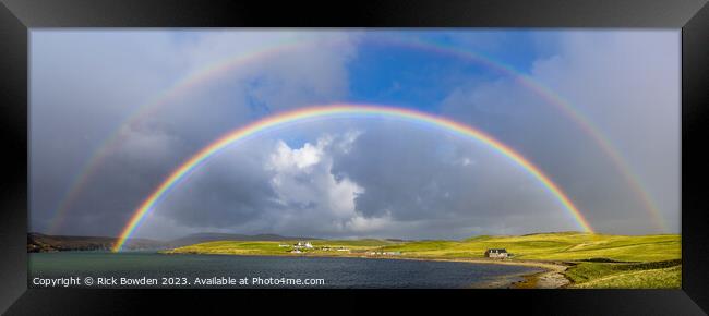 A Heavenly Rainbow Over the Scottish Highlands Framed Print by Rick Bowden