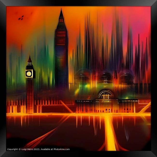 Colourful  London Skyline Generative AI Illustrati Framed Print by Luigi Petro