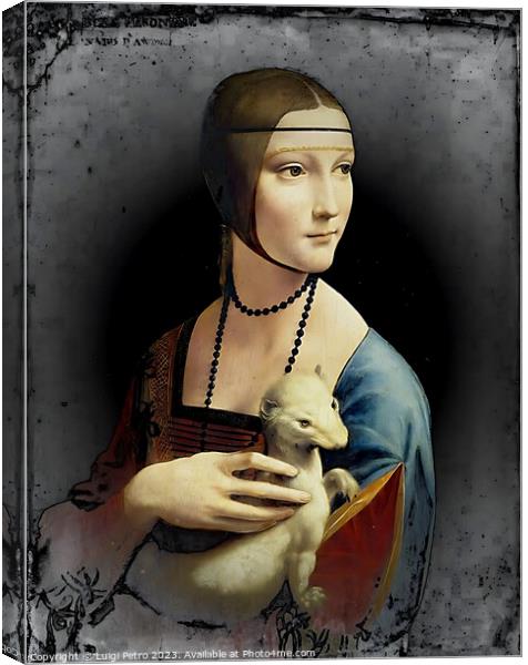 Lady with Ermine by Leonardo. Canvas Print by Luigi Petro