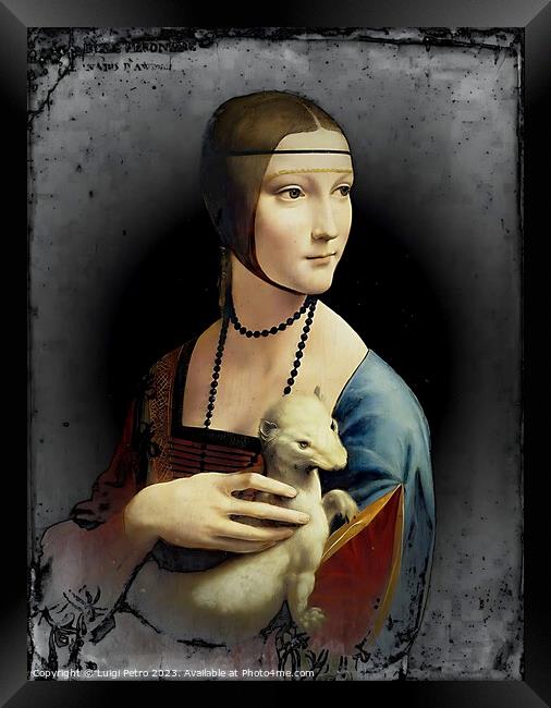 Lady with Ermine by Leonardo. Framed Print by Luigi Petro