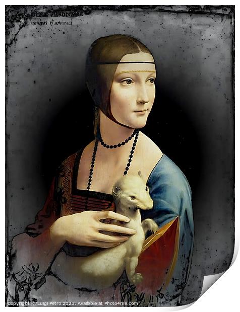 Lady with Ermine by Leonardo. Print by Luigi Petro