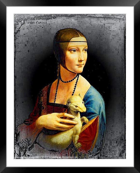 Lady with Ermine by Leonardo. Framed Mounted Print by Luigi Petro