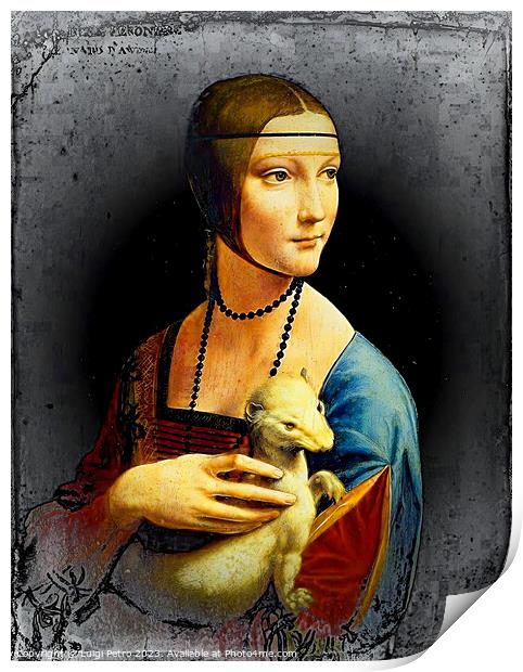 Lady with Ermine by Leonardo. Print by Luigi Petro