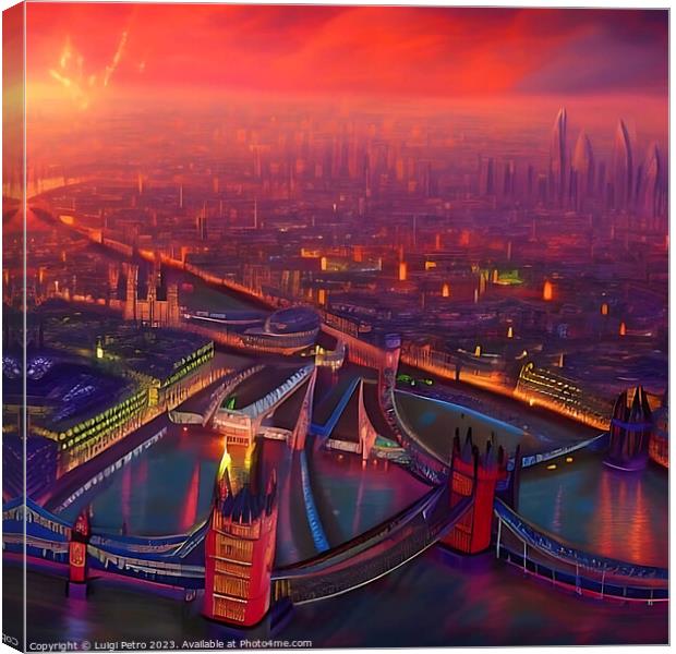 AI generated aerial view of City of London. Canvas Print by Luigi Petro