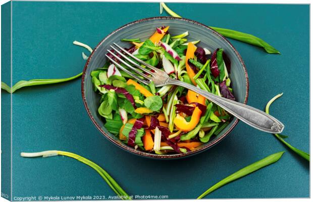 Dietarysalad with pepper, radishes, chicory and ramson Canvas Print by Mykola Lunov Mykola