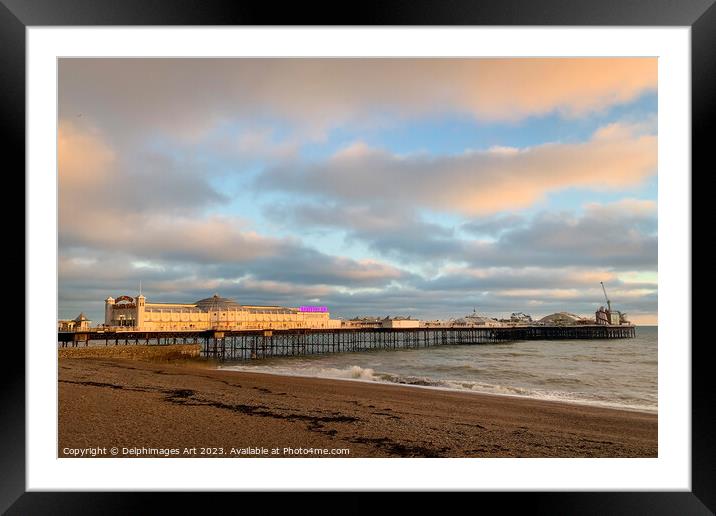 Brighton Palace Pier sunset Framed Mounted Print by Delphimages Art