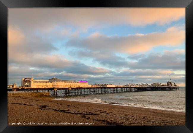 Brighton Palace Pier sunset Framed Print by Delphimages Art