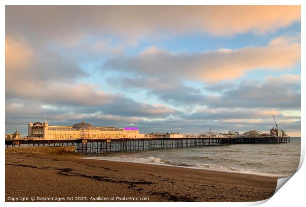 Brighton Palace Pier sunset Print by Delphimages Art