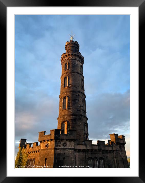 Nelson monument tower, Edinburgh Framed Mounted Print by Delphimages Art