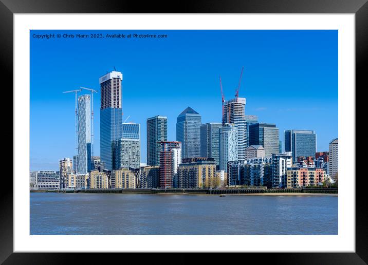 City of London skyline - Canary Wharf Framed Mounted Print by Chris Mann